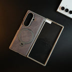 Stitched Leather Texture Case for Galaxy Z Fold 8 Ultra | Ring Stand and Front Frame
