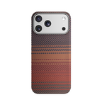 Protective Apple iPhone Back Cover - Genuine Kevlar Carbon Fibre Ultra Slim Case for iPhone 17 Pro (Desert & Red) - Style 7