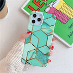 Protective Apple iPhone Back Cover - Geometric Marble Glossy Pattern Case for iPhone - Style 6