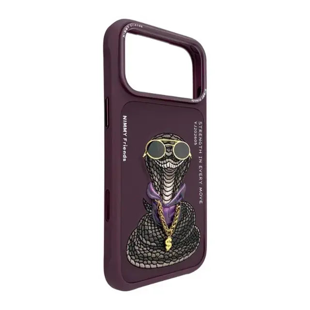 NIMMY Friends King Cobra Premium Designer Mobile Cover – Burgundy IPhone 18Pro /17Pro /18Pro max / 17Pro max