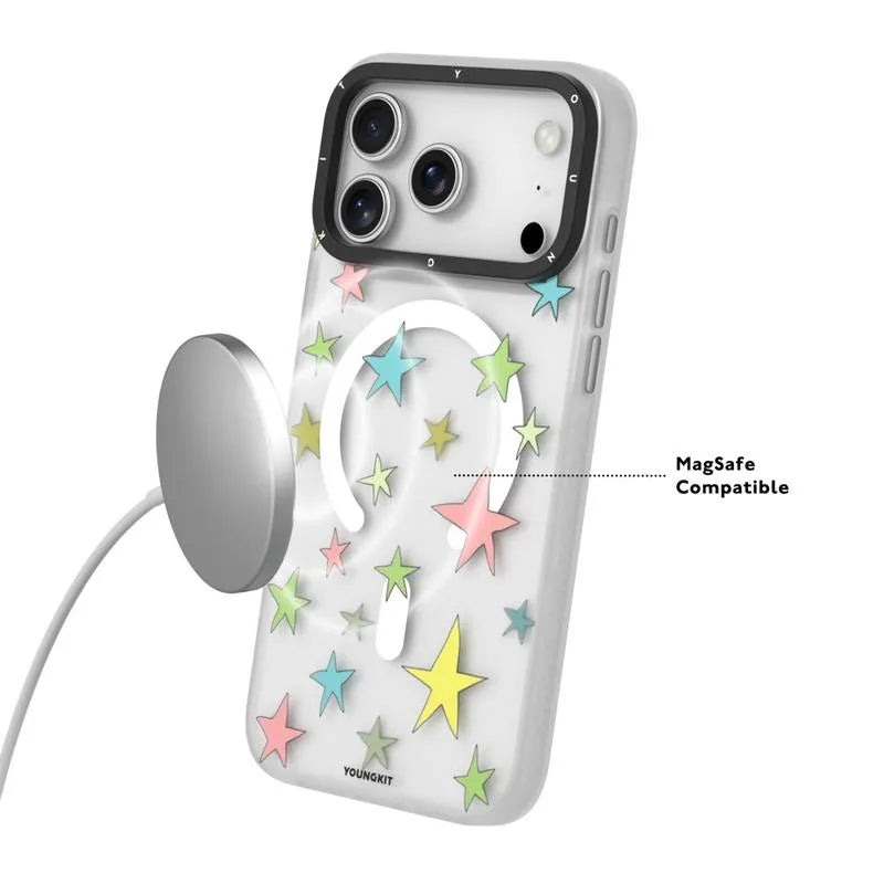 Protective Apple iPhone Back Cover - YOUNGKIT Matte Finish Stars Design Magsafe Case for iPhone 17 Pro - Style 5