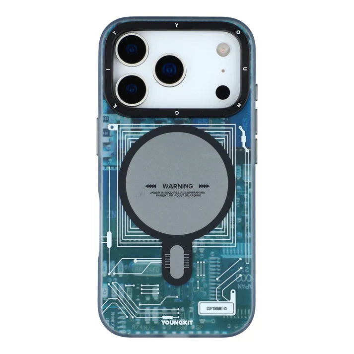 Protective Apple iPhone Back Cover - YOUNGKIT Technology Series Matte Finish Cover with Magsafe for iPhone 17 Pro - Blue