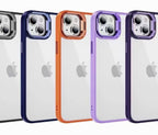 Protective Apple iPhone Back Cover - iPhone 15 Pro Max Light Blue Kickstand Case – Clear Back, Side Stand, Shockproof Grip - Style 2