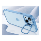 Protective Apple iPhone Back Cover - iPhone 15 Pro Max Light Blue Kickstand Case – Clear Back, Side Stand, Shockproof Grip