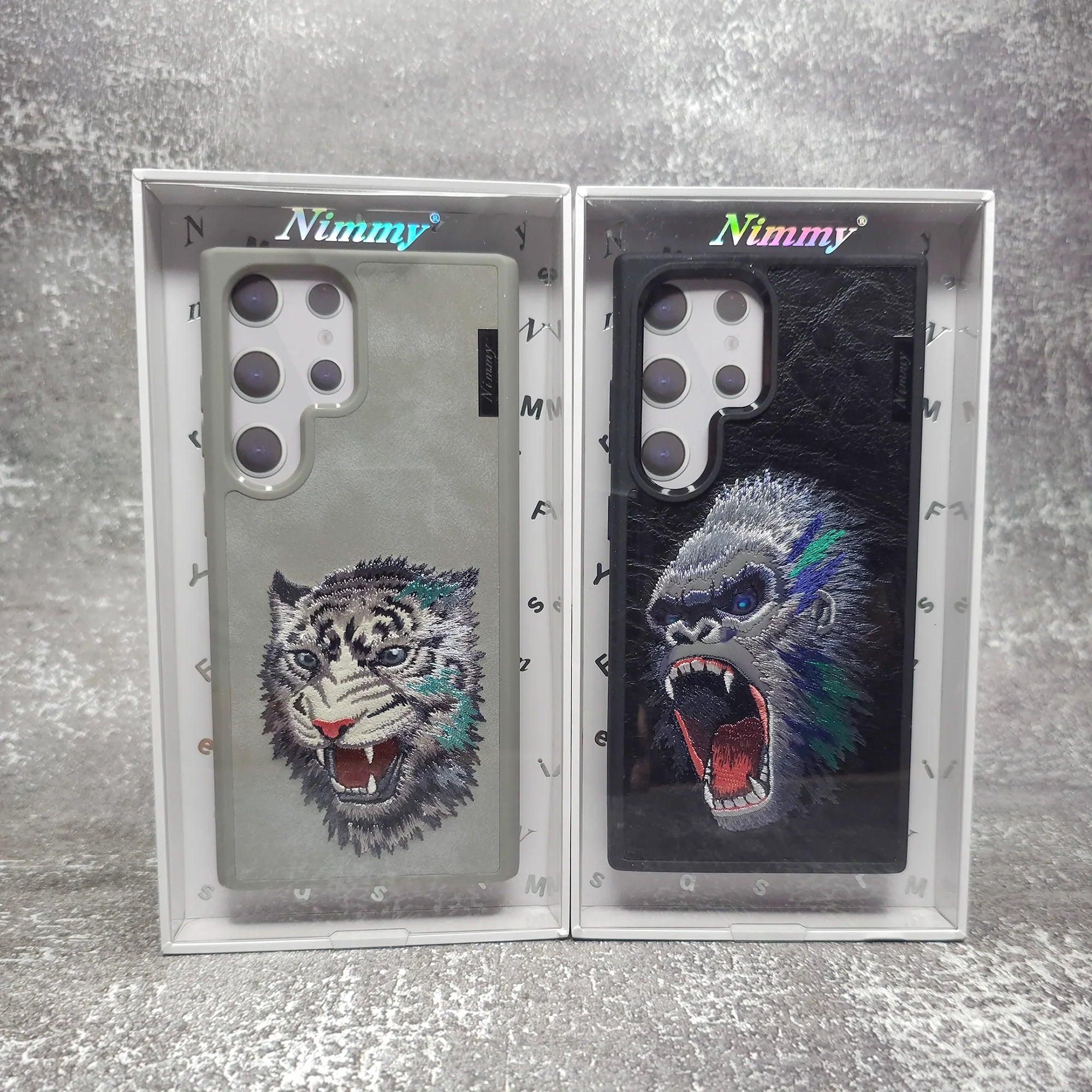 Nimmy Premium Embroidered Leather Case - Samsung Galaxy S24 Ultra Nimmy Embroidery Leather Back Cover Case - Tiger - Style 6