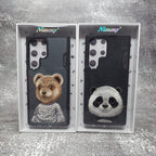 Nimmy Premium Embroidered Leather Case - Samsung Galaxy S24 Ultra Nimmy Embroidery Leather Back Cover Case - Teddy - Style 8