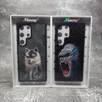 Nimmy Premium Embroidered Leather Case - Samsung Galaxy S24 Ultra Nimmy Embroidery Leather Back Cover Case - Wolf Jacket - Style 8
