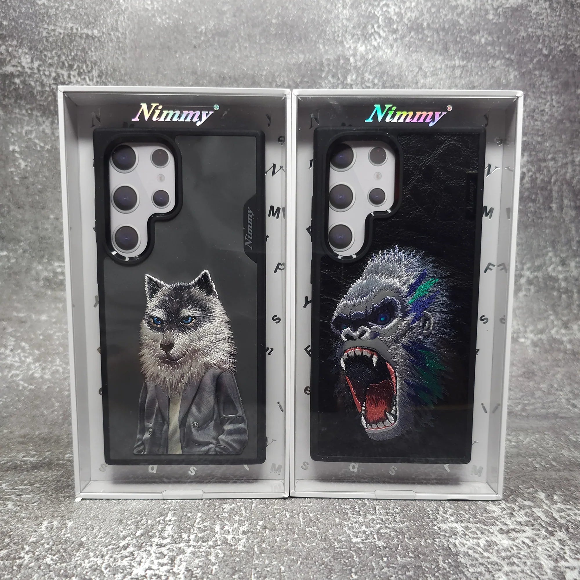Nimmy Premium Embroidered Leather Case - Samsung Galaxy S24 Ultra Nimmy Embroidery Leather Back Cover Case - Wolf Jacket - Style 8