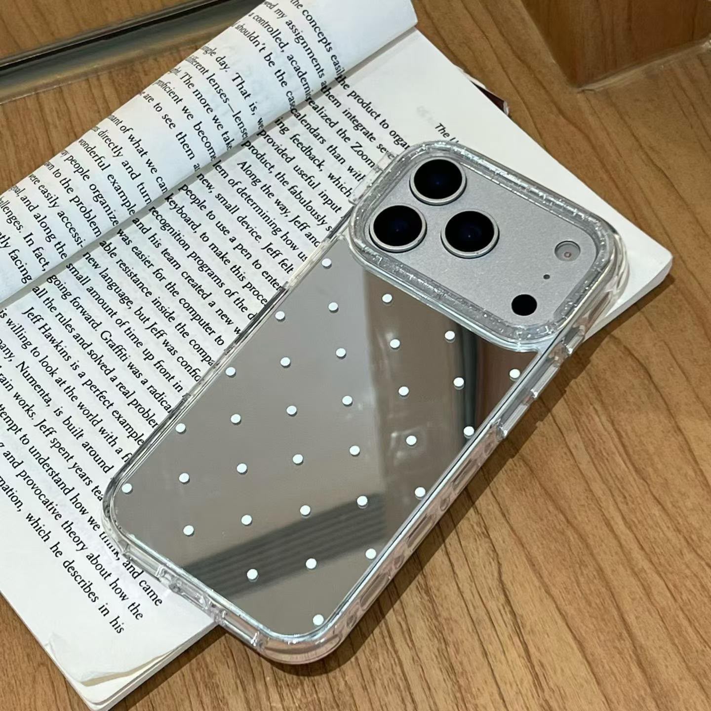 Polka Dot Mirror Case With Camera Shimmer