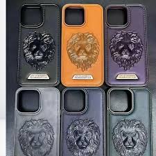 Pure Leather Lion Case with Inside Cloth for iPhone 16
