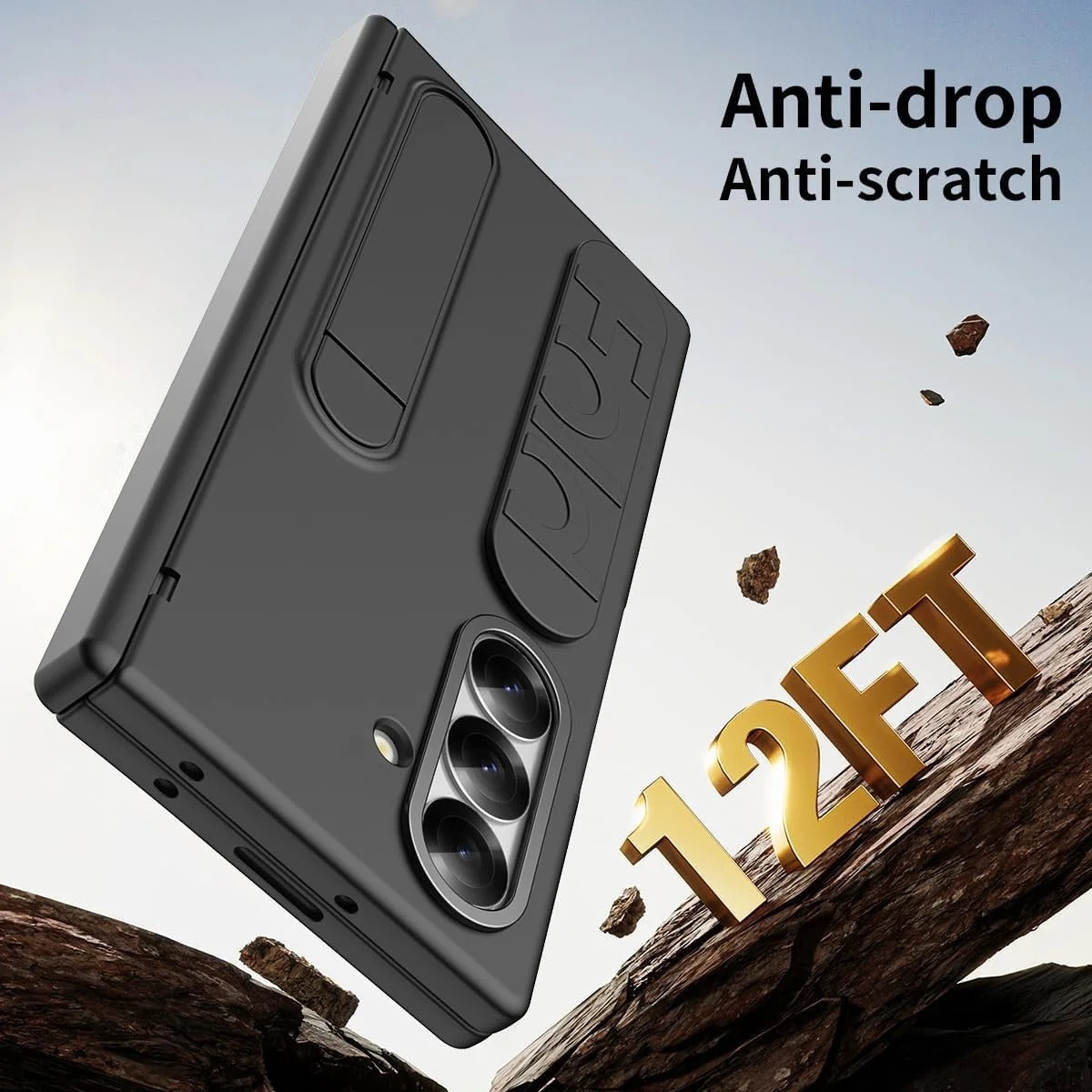 Samsung Galaxy Z Fold7 Skin Feel Case with Silicon Band, Stand & HInge Protection