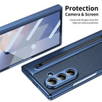 Samsung Galaxy Z Fold7 Plating Leather Case with Stylus & Glass Protection
