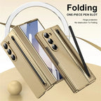 Samsung Z Fold8 Ultra Leather Case, Electroplating S Pen Case with Hinge Protection