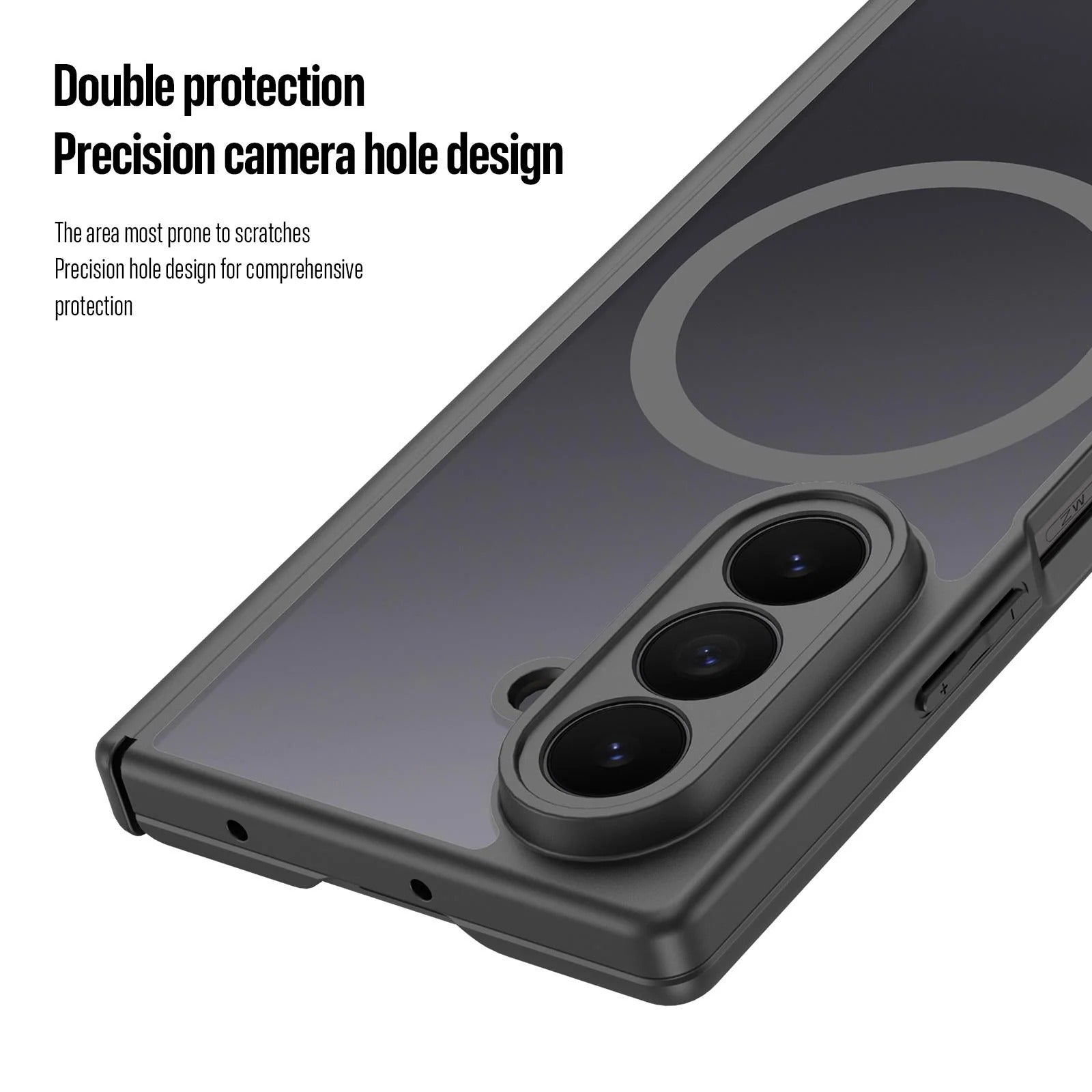 Samsung Z Fold8 Ultra Skin Feel Smoke, Dual Central Axis Magsafe Case with Hinge Protection
