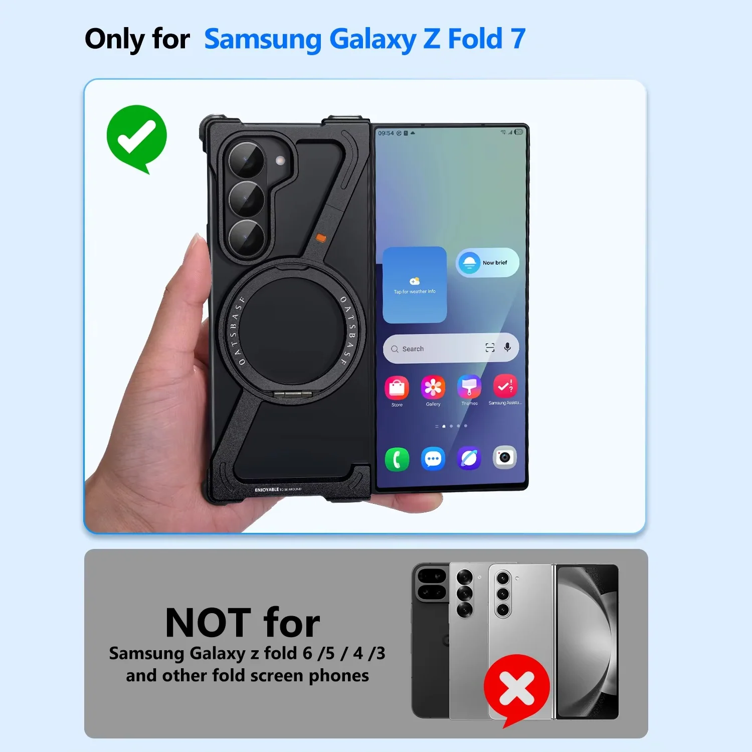Samsung Galaxy Z Fold 7 Framless Z Shape Metal Bumper with Magsafe & 360° Rotation Ring