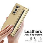 Samsung Galaxy Z Fold7 Plating Leather Case with Stylus & Glass Protection
