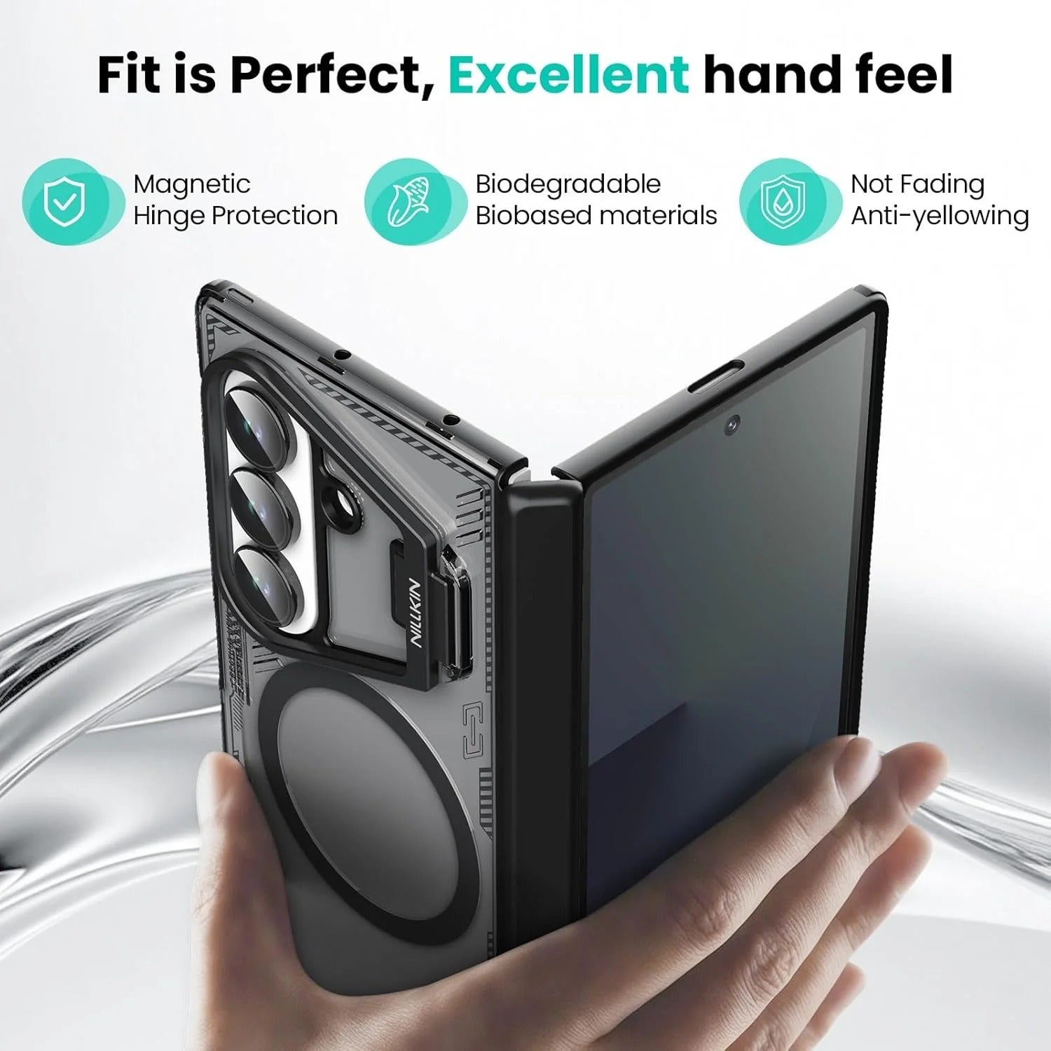 Samsung Z Fold8 Ultra Nillkin ICE-BLADE Series Corner Air Bags + Aluminum Camera Protect Stand Case with Magsafe