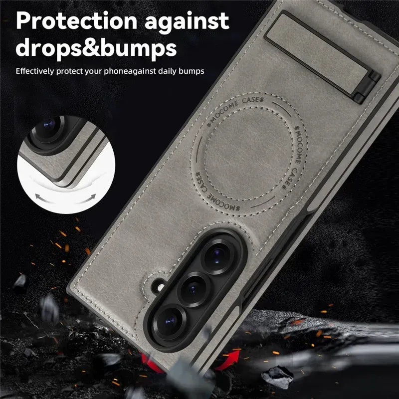 Samsung Galaxy Z Fold7 Leather Case with MagSafe & Kickstand