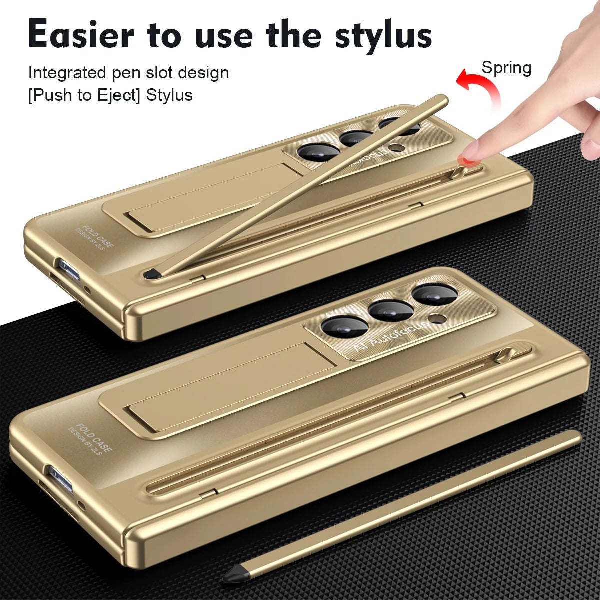 Samsung Galaxy Z Fold7 Electroplating Case with Stylus, Kickstand & Glass Protection