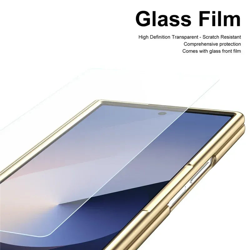 Samsung Galaxy Z Fold7 Plating Leather Case with Stylus & Glass Protection