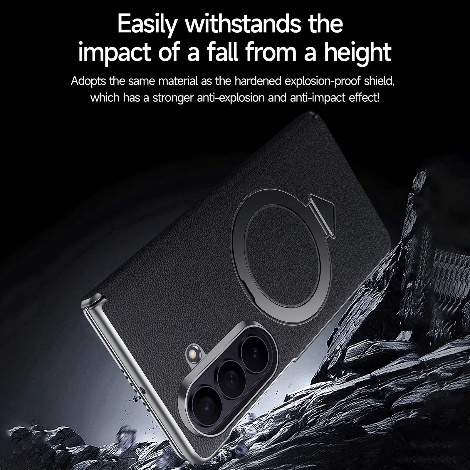 Samsung Z Fold8 Ultra SULADA Leather Case, S-View Window Magnetic Ring Holder Kickstand Cover with Magsafe