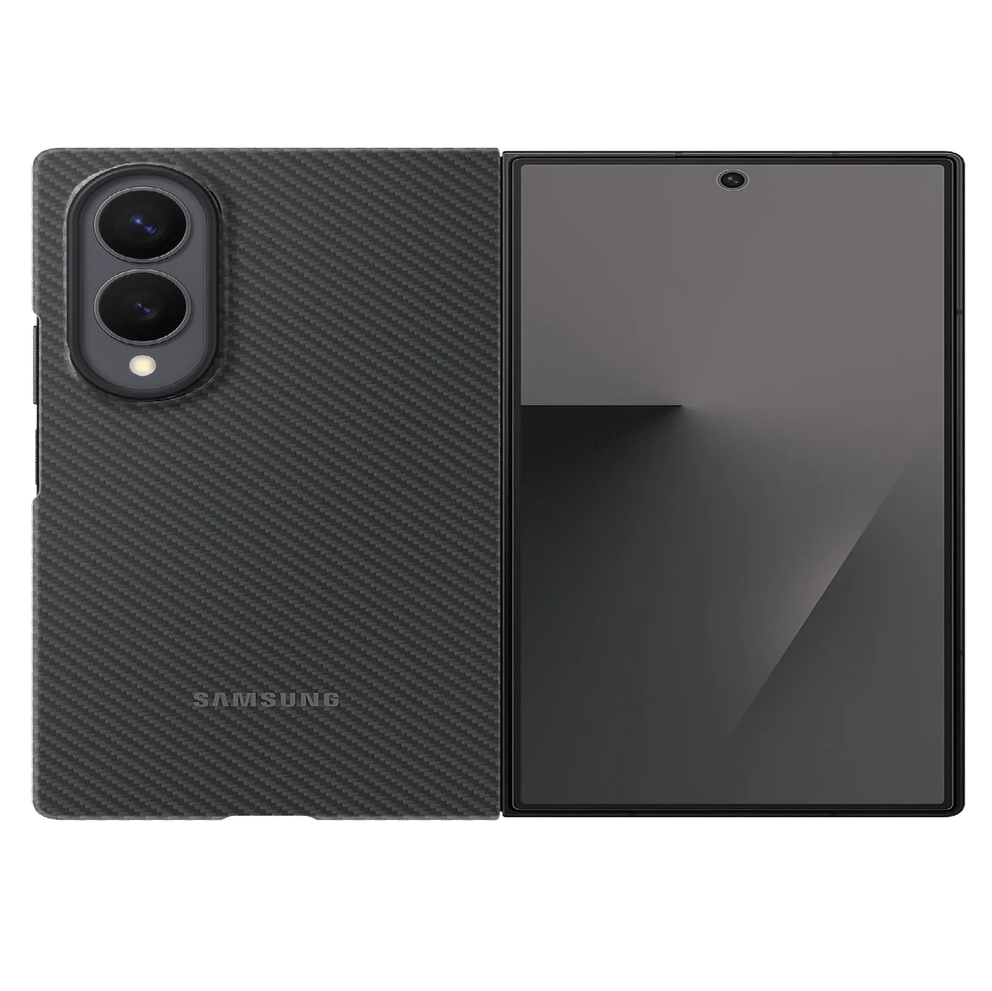 Samsung Z Fold8 Carbon Case, 0.8mm Slim Carbon Fiber Cover Magsafe and Logo - Black