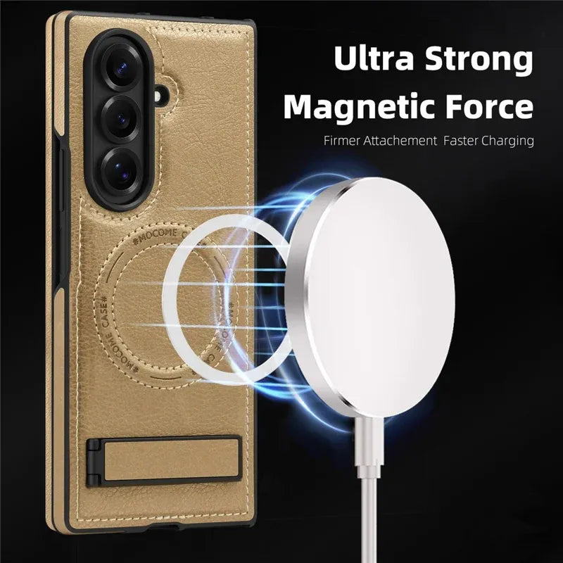 Samsung Galaxy Z Fold7 Leather Case with MagSafe & Kickstand