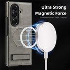 Samsung Galaxy Z Fold7 Leather Case with MagSafe & Kickstand - Grey