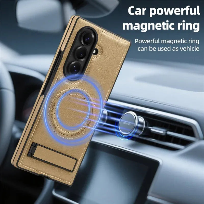 Samsung Galaxy Z Fold7 Leather Case with MagSafe & Kickstand