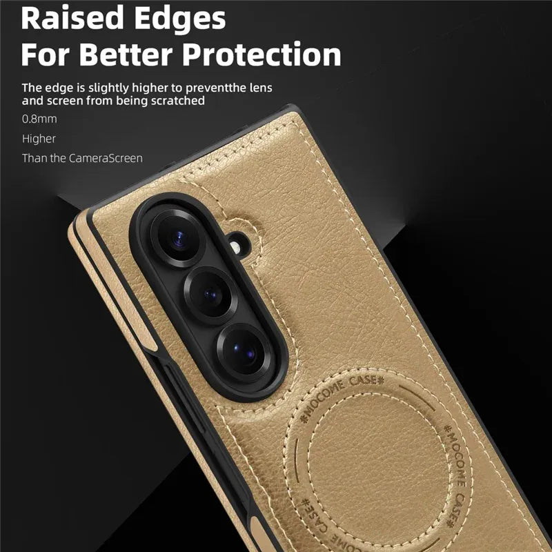 Samsung Galaxy Z Fold7 Leather Case with MagSafe & Kickstand
