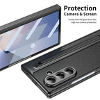 Samsung Galaxy Z Fold7 Plating Leather Case with Stylus & Glass Protection