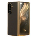 Samsung Galaxy Z Fold 7 Luxury Gold Plating Carbon Fiber Finish Case with Front Glass Protection - Black