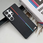 Samsung Galaxy S25 Ultra BMW M Perfomance Logo Leather Case - Black Mobile Case by CoverMeUp - Style 2