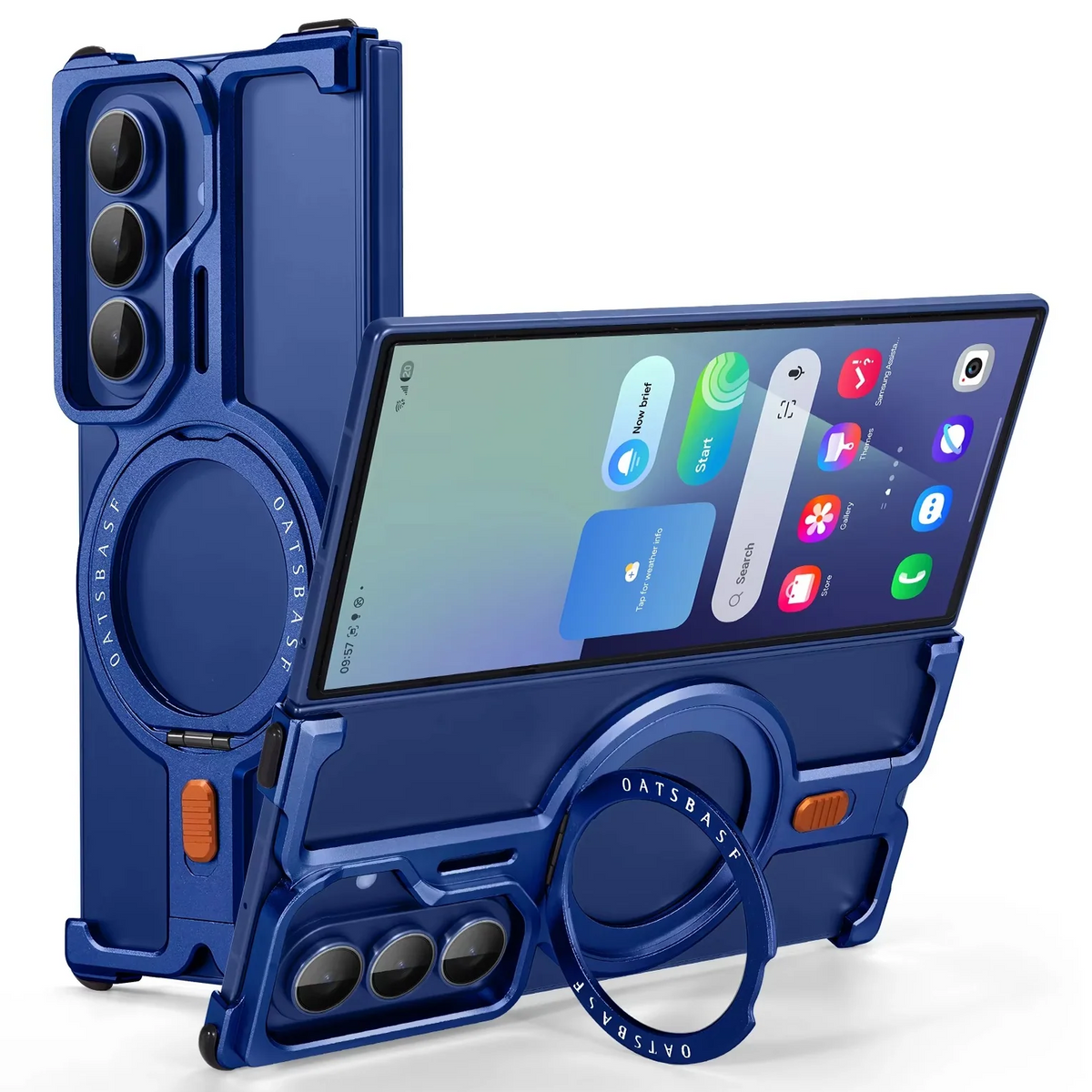 Samsung Galaxy Z Fold 7 Framless T Shape Metal Bumper with Magsafe & 360° Rotation Ring