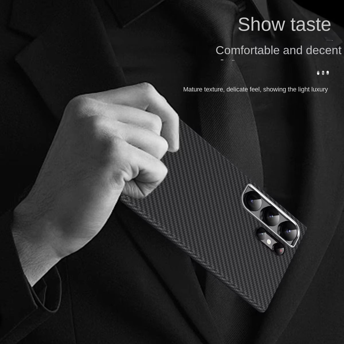 Samsung Galaxy S24 Ultra Slim Fit Carbon Pattern Case with Camera Protection - Black Mobile Case by CoverMeUp - Style 3
