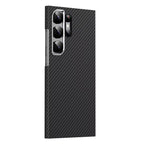 Samsung Galaxy S24 Ultra Slim Fit Carbon Pattern Case with Camera Protection - Black Mobile Case by CoverMeUp