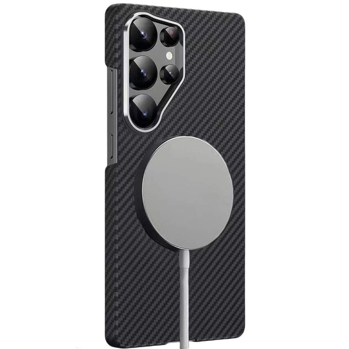 Samsung Galaxy S25 Ultra Ultraslim Lightweight Carbon Fiber Textures Case with Magsafe - Black Mobile Case by CoverMeUp - Style 3