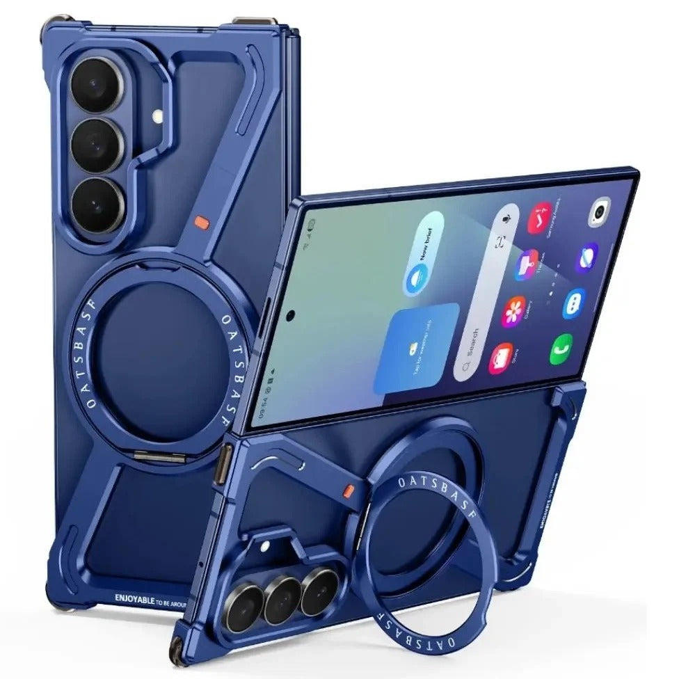 Samsung Galaxy Z Fold 7 Framless Z Shape Metal Bumper with Magsafe & 360° Rotation Ring