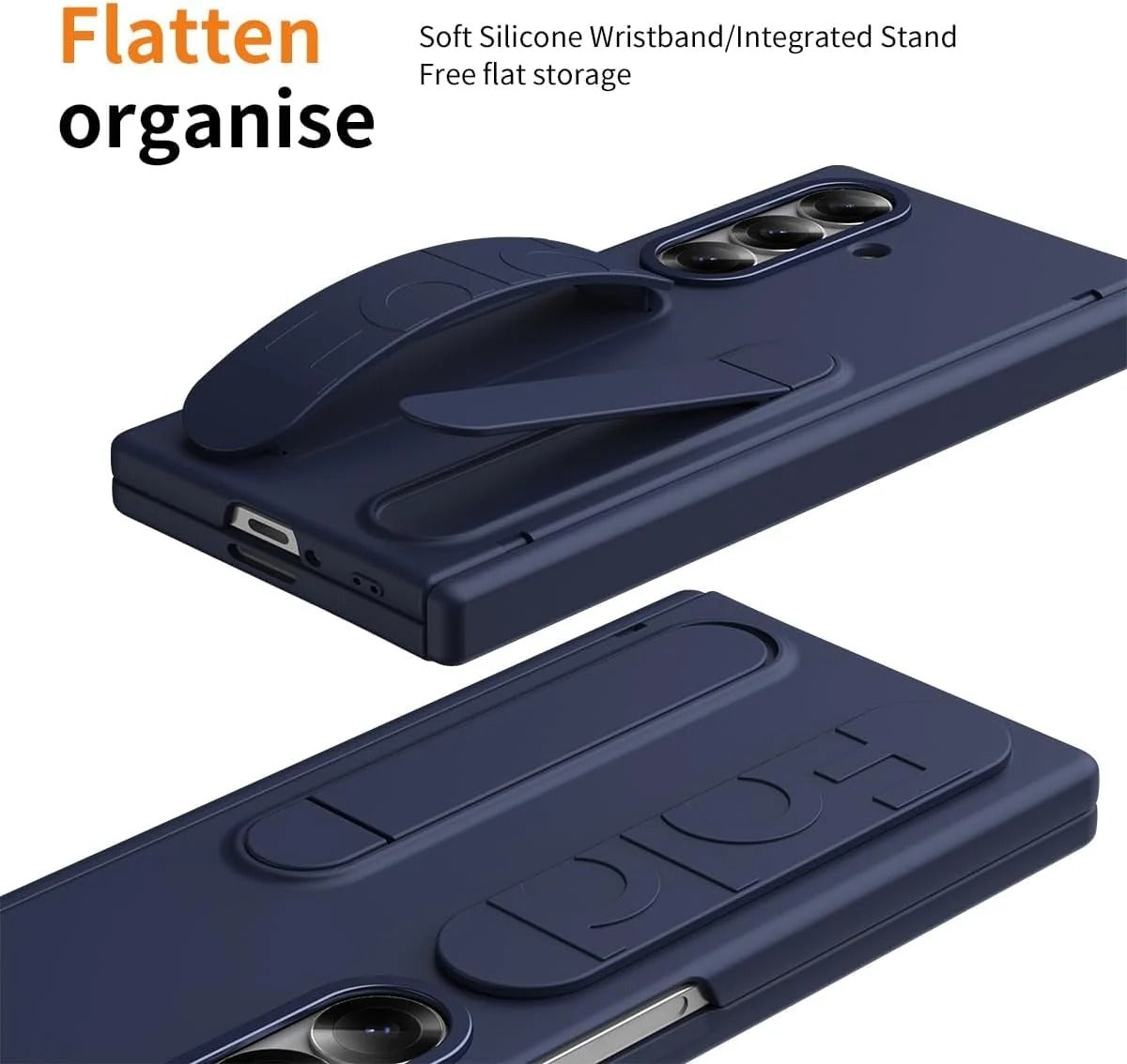 Samsung Galaxy Z Fold7 Skin Feel Case with Silicon Band, Stand & HInge Protection