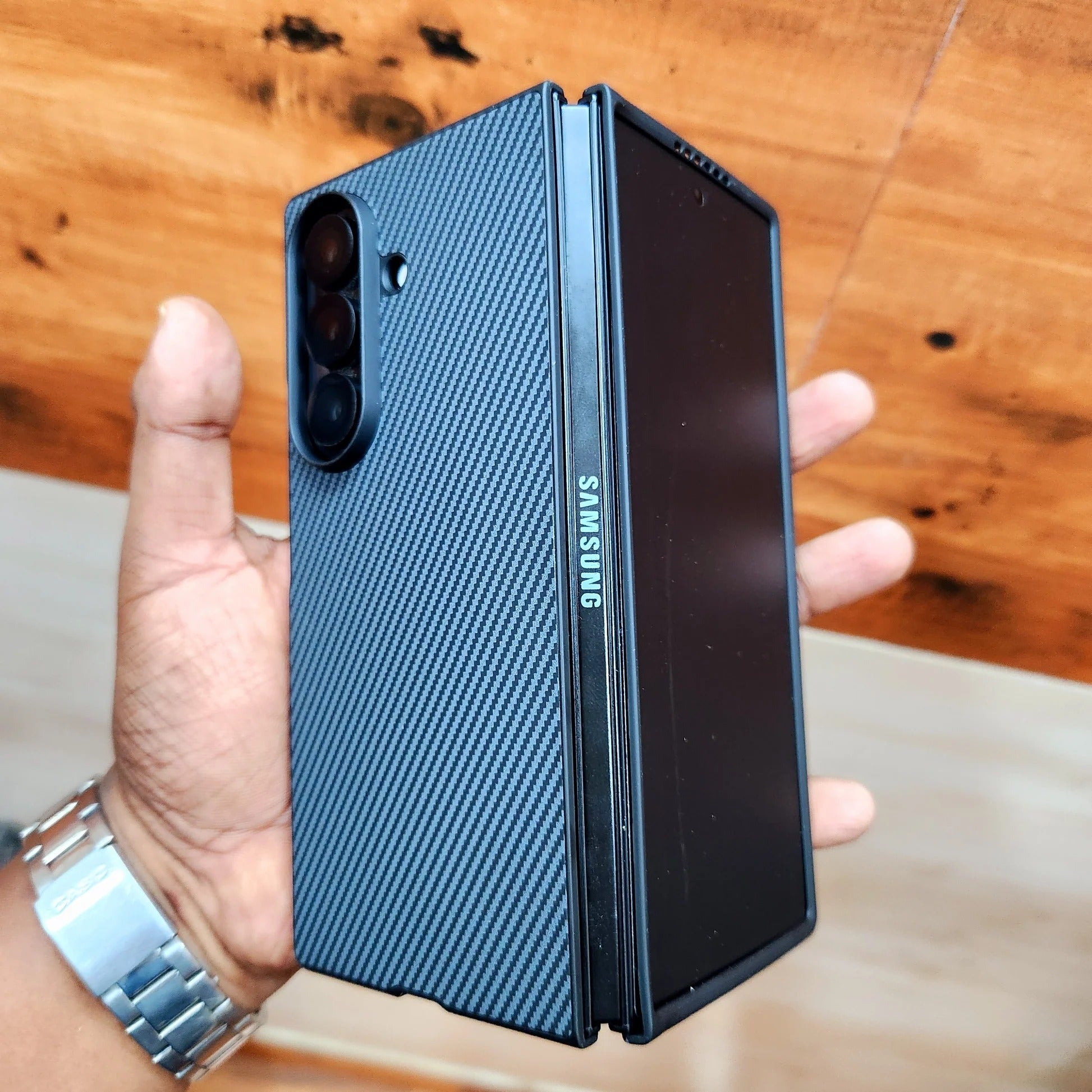 Samsung Galaxy Z Fold7 Slim Carbon Fiber Textured Matte Case with Inside Cloth