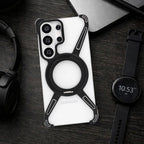 Samsung Galaxy S26 Ultra Frameless Metal Bumper Case with Magsafe & 360° Rotatable Ring & Kickstand - Black Mobile Case by CoverMeUp