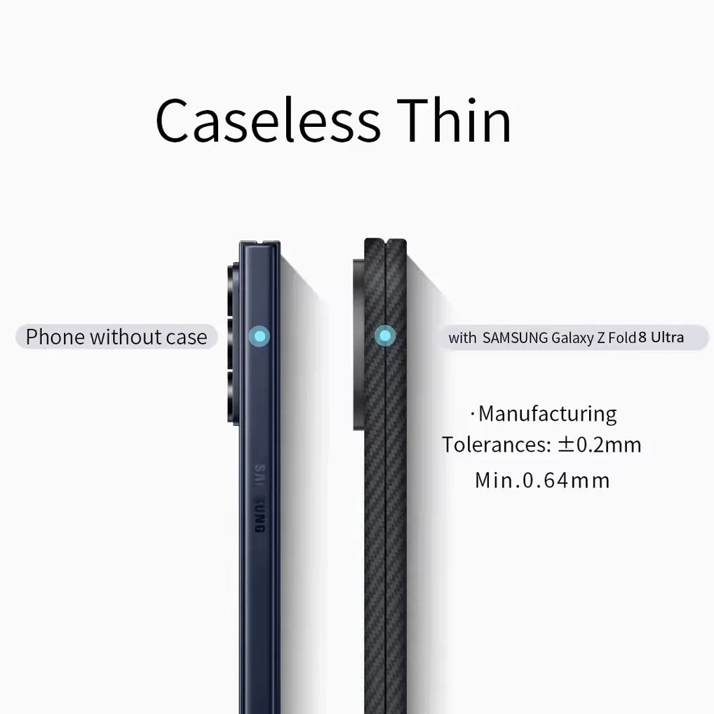 Samsung Z Fold8 Ultra Carbon Case, 0.6mm Thin Carbon Fiber Case with Magsafe, Hinge Protection & Front Glass - Black