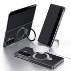 Samsung Z Fold8 Ultra SULADA Leather Case, S-View Window Magnetic Ring Holder Kickstand Cover with Magsafe