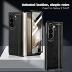 Samsung Galaxy Z Fold7 Gold Plated Dual Line Stitches Leather Case