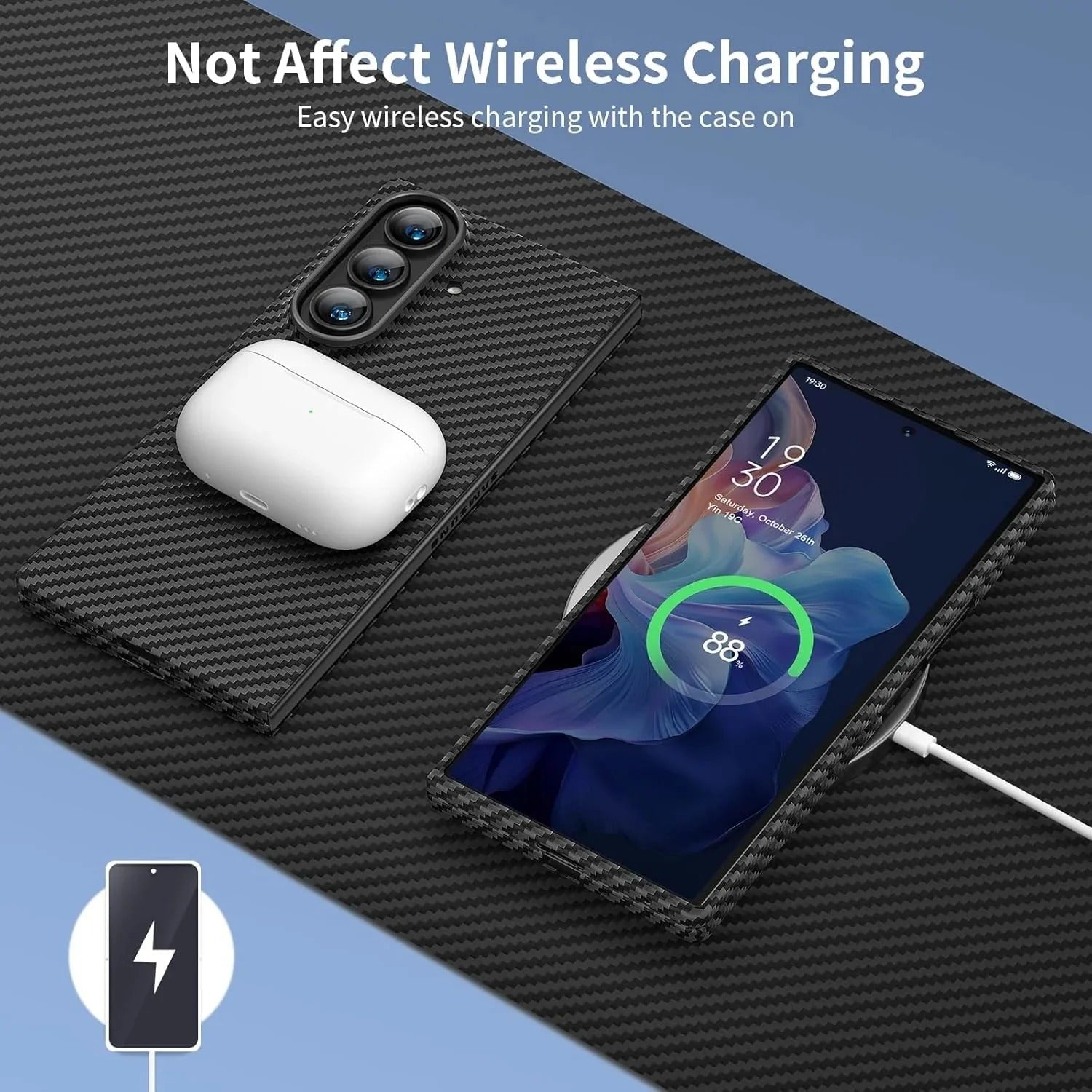 Samsung Z Fold8 Ultra Carbon Case, 0.8mm Ultra Thin Carbon Fiber Kevlar 1500D Case Front Glass
