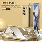 Samsung Galaxy Z Fold7 Plating Leather Case with Stylus & Glass Protection