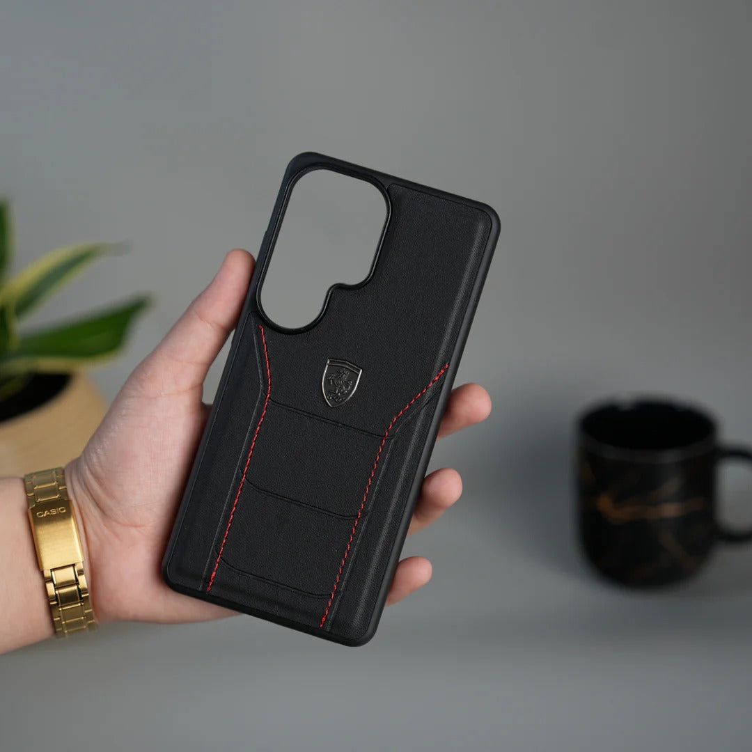 Samsung Galaxy S26 Ultra Luxury Design Leather Case - Black Mobile Case by CoverMeUp - Style 3