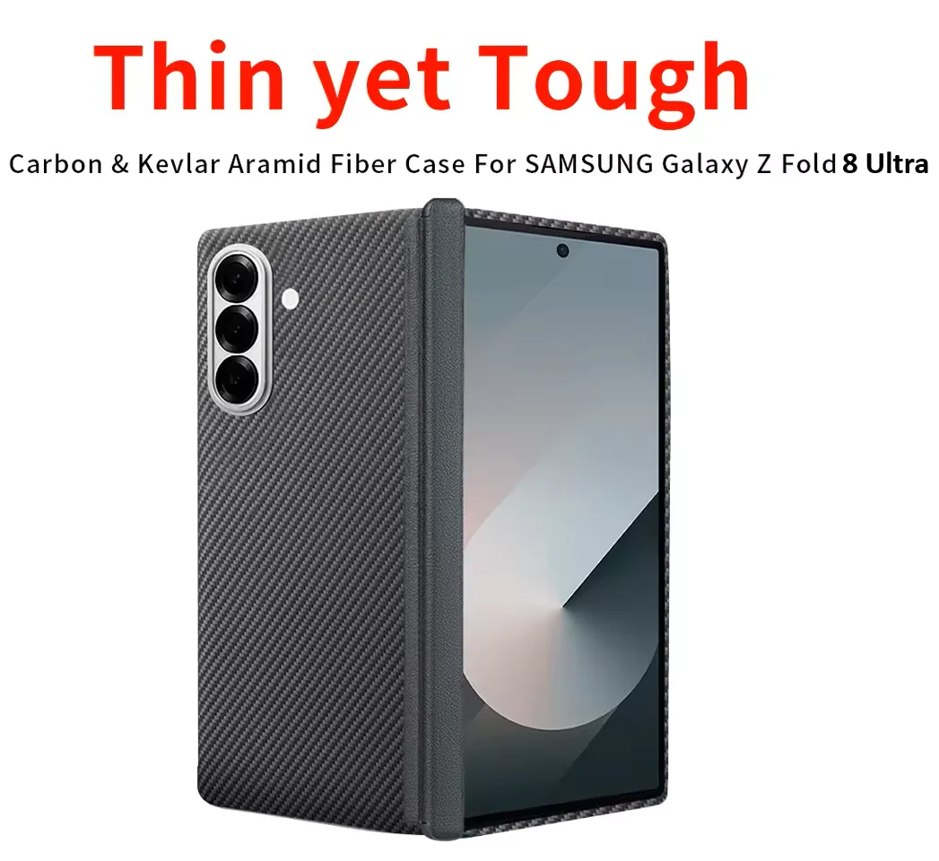Samsung Z Fold8 Ultra Carbon Case, 0.6mm Thin Carbon Fiber Case with Magsafe, Hinge Protection & Front Glass - Black