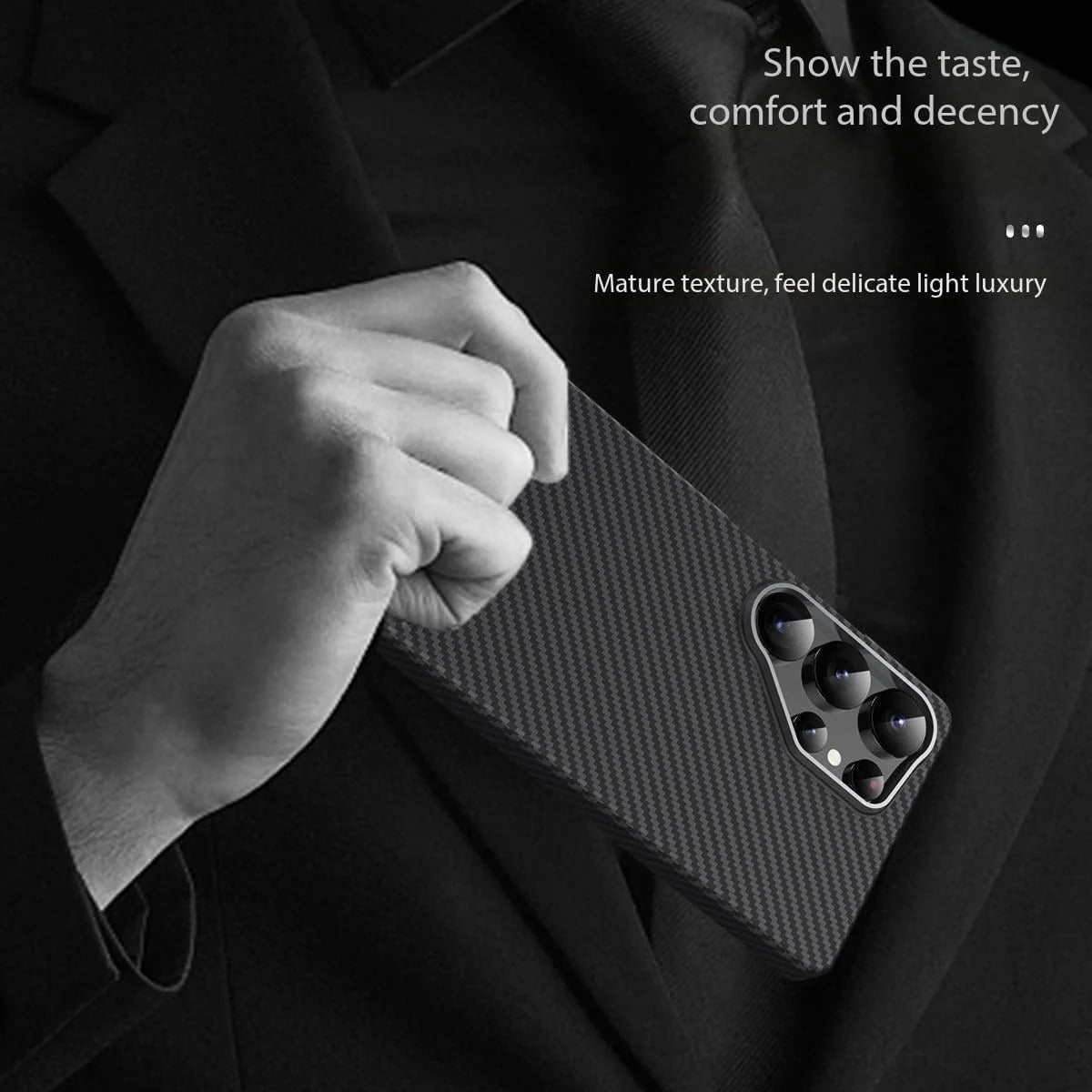 Samsung Galaxy S26 Ultra Slim Lightweight Carbon Fiber Case with Magsafe - Black Mobile Case by CoverMeUp - Style 7