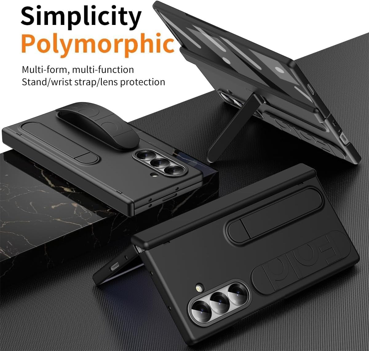 Samsung Galaxy Z Fold7 Skin Feel Case with Silicon Band, Stand & HInge Protection
